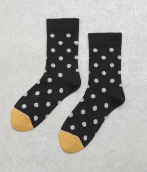 コットンドットバイカラーソックス(ブラック-F)