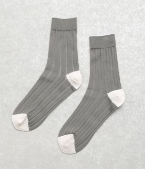 コットンシアーストライプソックス(グレー-F)