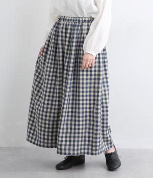 リネンレーヨンガウチョパンツ(ブルー-F)