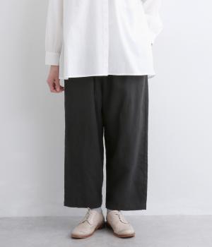 ヘザーリネンロングイージーパンツ(ブラック-F)