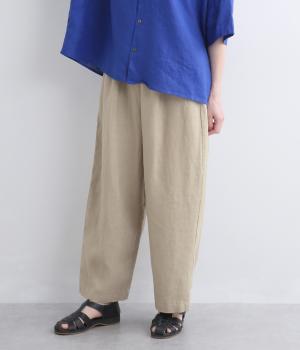 ヘザーリネンロングイージーパンツ(グレージュ-F)