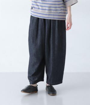 コットンリネンデニムフロントイージーパンツ(インディゴ-F)