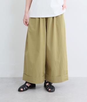 コットンダンプワッシャーダブルワイドパンツ(ベージュ-F)