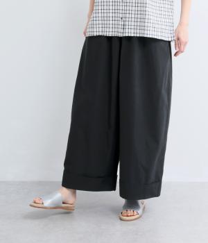 コットンダンプワッシャーダブルワイドパンツ(ブラック-F)