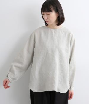 リネンラウンドヘムプルオーバー(ライトグレー-F)