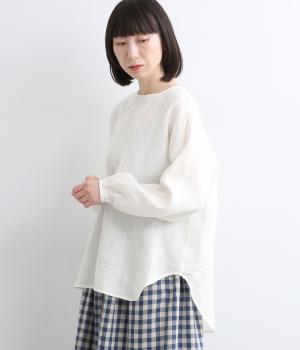 リネンラウンドヘムプルオーバー(オフ-F)