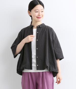 ドットジャカードバルーンブラウス(ブラック-F)