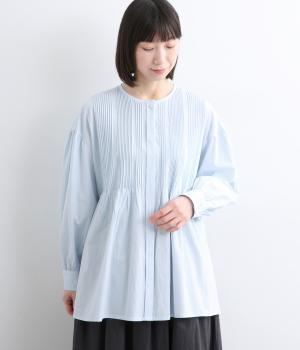 ウォッシャーブロードクロスピンタックブラウス