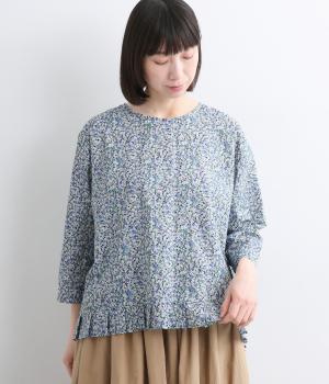 リバティプリントプルオーバー(ブルー-F)