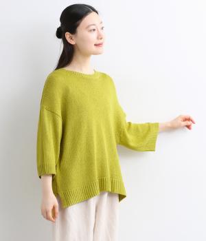 リネンミックスニットプルオーバー(イエロー-F)