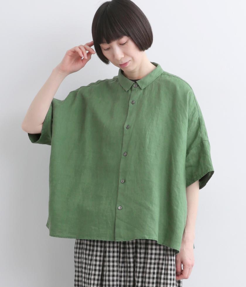 リネンレギュラーカラーワイドシャツ