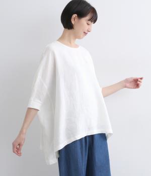 リネンバックボタンビッグプルオーバー(オフ-F)