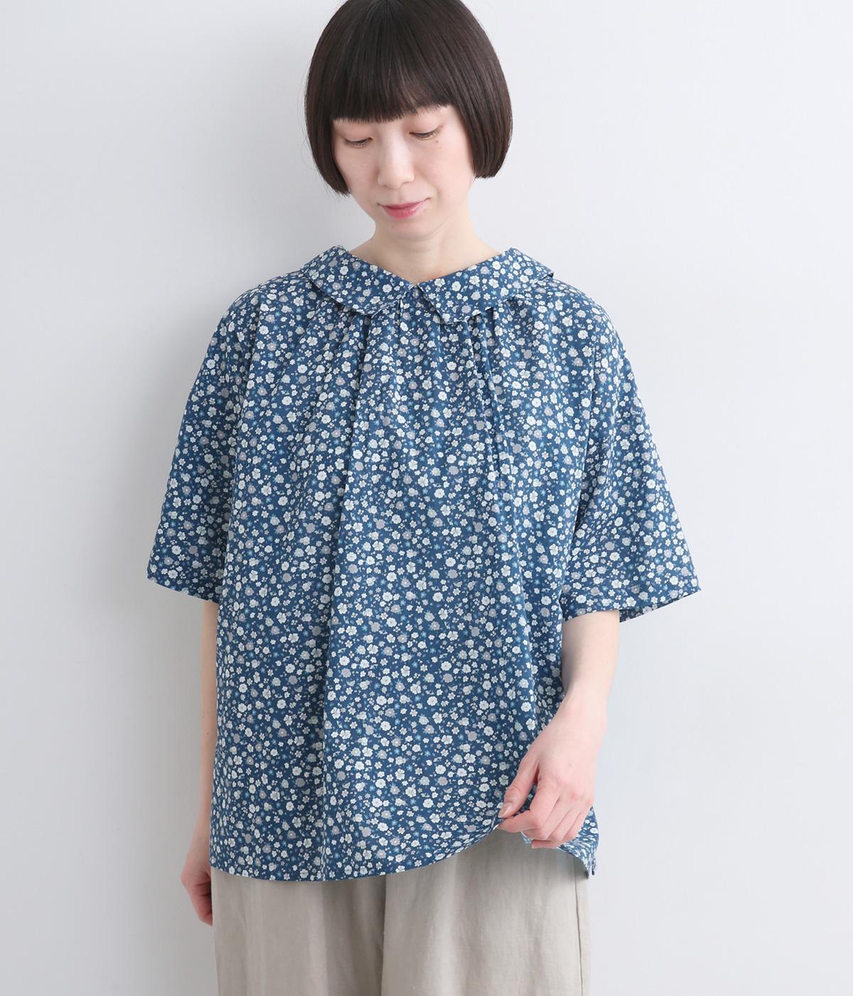 フラワープリント2wayブラウス(ブルー-F)