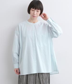 コットンリネンブロードウォッシャークルーネックシャツ