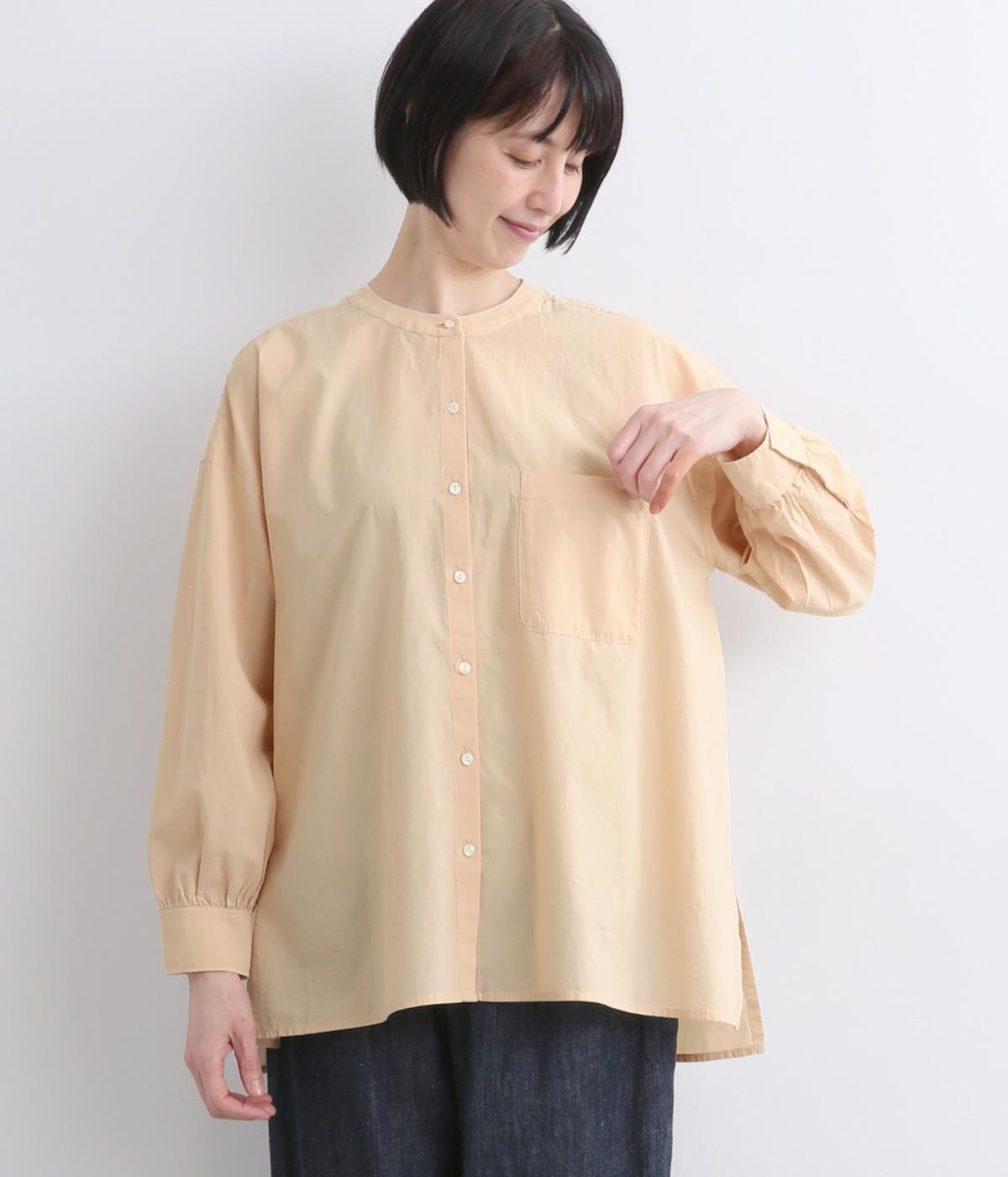コットンリネンブロードウォッシャークルーネックシャツ(ナチュラル-F)