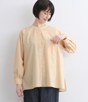 コットンリネンブロードウォッシャークルーネックシャツ(ナチュラル-F)