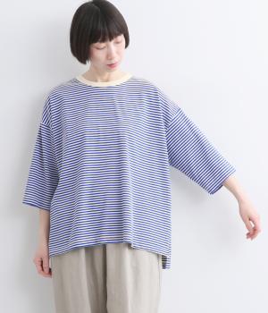 ボーダーカットソー5分袖Tシャツ