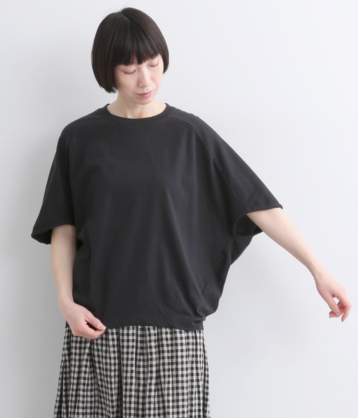 コットンカットソーコクーンプルオーバー(ブラック-F)