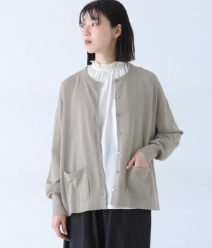 ハイツイストコットンニットカーディガン(グレー-F)