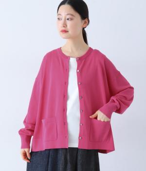 ハイツイストコットンニットカーディガン(ピンク-F)