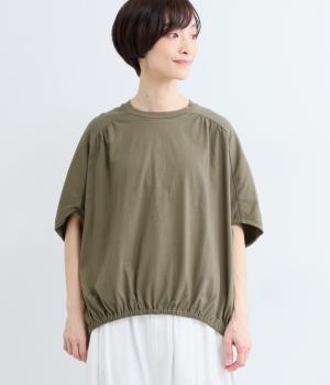 コットンカットソーギャザープルオーバー(カーキ-F)