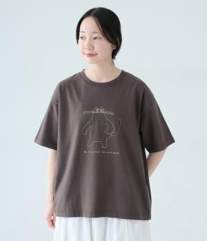半袖プリントTシャツ　”Boss Cat”(チャコール-F)