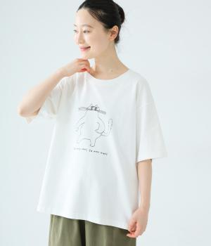 半袖プリントTシャツ　”Boss Cat”(ホワイト-F)
