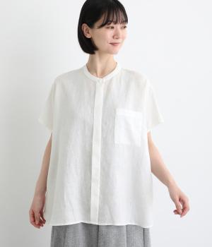 リネンフレンチスリーブワイドシャツ(ホワイト-F)