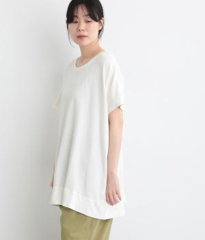 コットンリネンカットソーワイドボックスプルオーバー(ホワイト-F)