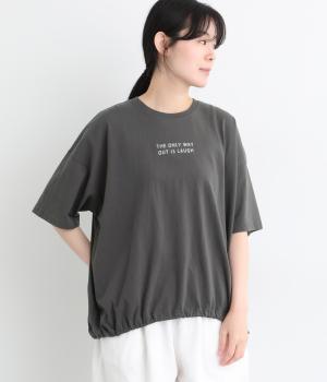 ドローストリング半袖ポイントTシャツ(チャコール-F)