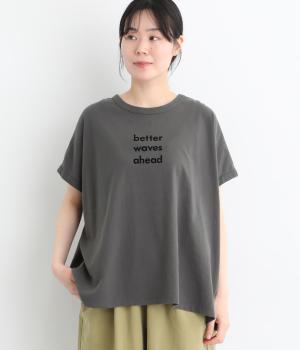半袖フロッキープリントTシャツ(チャコール-F)