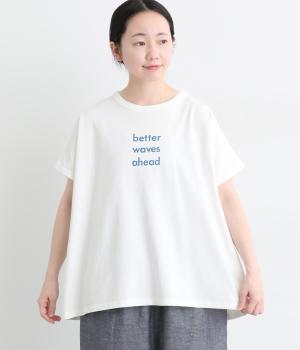 半袖フロッキープリントTシャツ(ホワイト-F)