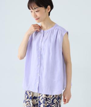 【7月中旬発売予定】ライトリネンノースリーブシャツ(ラベンダー-F)