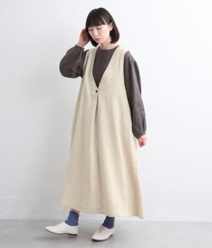 ヘビーリネンジャンパースカート(ナチュラル-F)