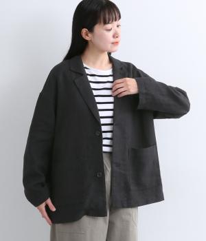 6番手ヘビーリネンテイラードジャケット（ブラック・F）