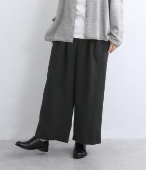 6番手ヘビーリネンワイドストレートパンツ（ブラック・F）