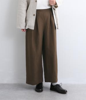 6番手ヘビーリネンワイドストレートパンツ（ブラウン・F）