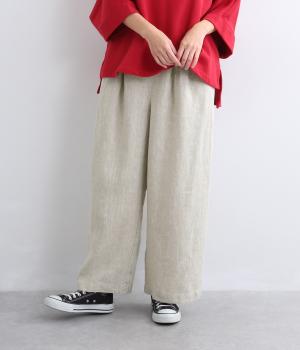 6番手ヘビーリネンワイドストレートパンツ（ナチュラル・F）
