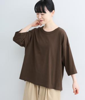 オーガニックコットン7分袖Tシャツ(ブラウン-F)