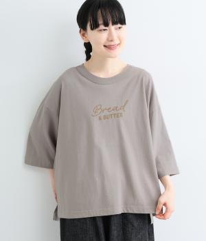 オーガニックコットン7分袖プリントTシャツ(グレー-F)