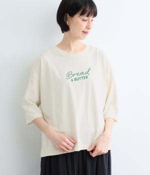 オーガニックコットン7分袖プリントTシャツ(アイボリー-F)