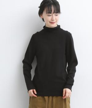 コットンカシミアタートルニットプルオーバー（ブラック・F）