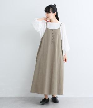 コットンワッシャーチェックキャミワンピース(チェック-F)