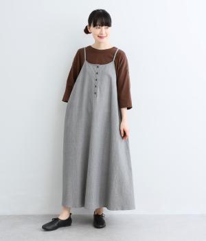 コットンワッシャーチェックキャミワンピース(グレンチェック-F)
