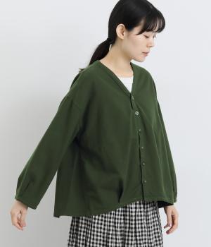 フランネル　カルディガンシャツ(ダークグリーン-2)
