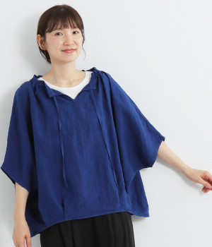 リネンキャンバス　リュバンブラウス(ロイヤルブルー-ONESIZE)