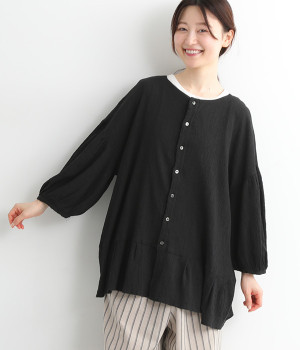 クレープ　2WAYトヌーシャツ(ブラック-ONESIZE)