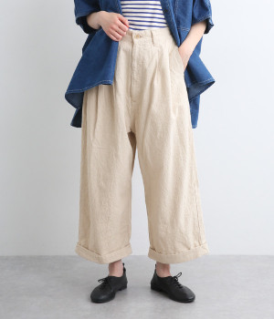 コットンリネンキャンバスマランパンツ(アイボリー-ONESIZE)