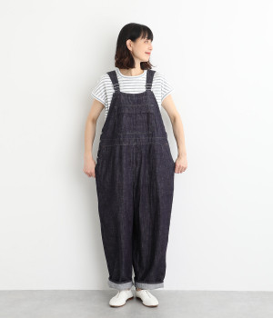 コットン10oz甘織デフォルメパントルサロペット(ワンウォッシュ-1)