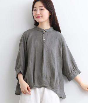 リネンキャンバス　バロンシャツ(チャコールグレー-ONESIZE)
